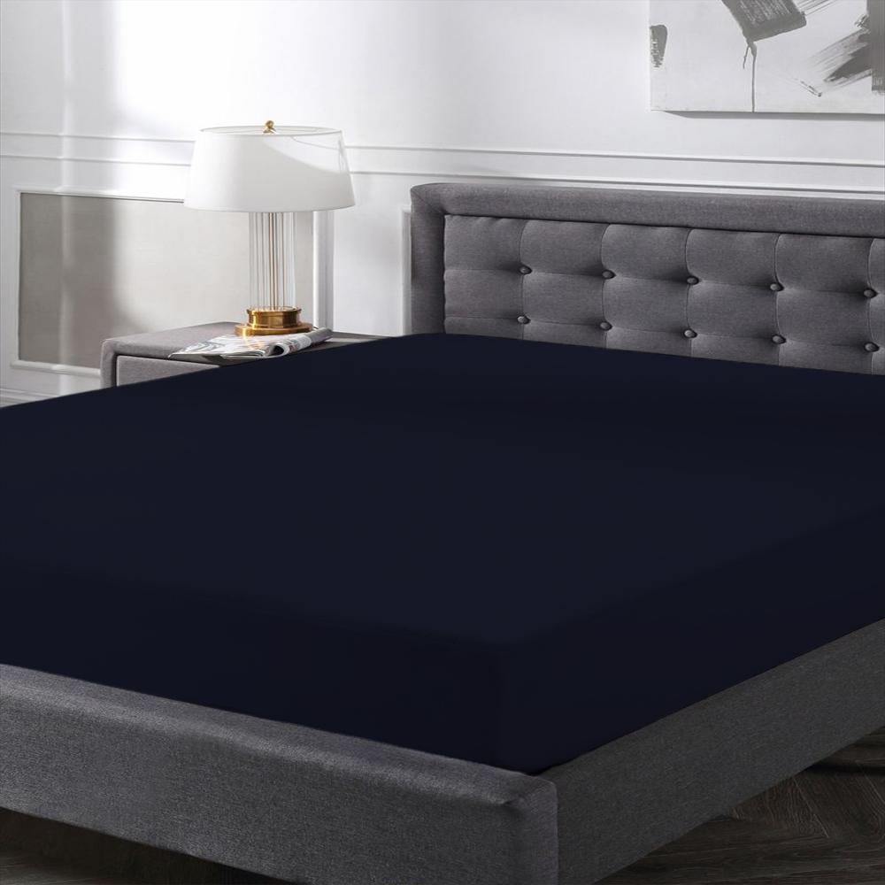 Protector De Colchón Antifluidos Cama Sencilla Azul Oscuro 25 Cms img #2