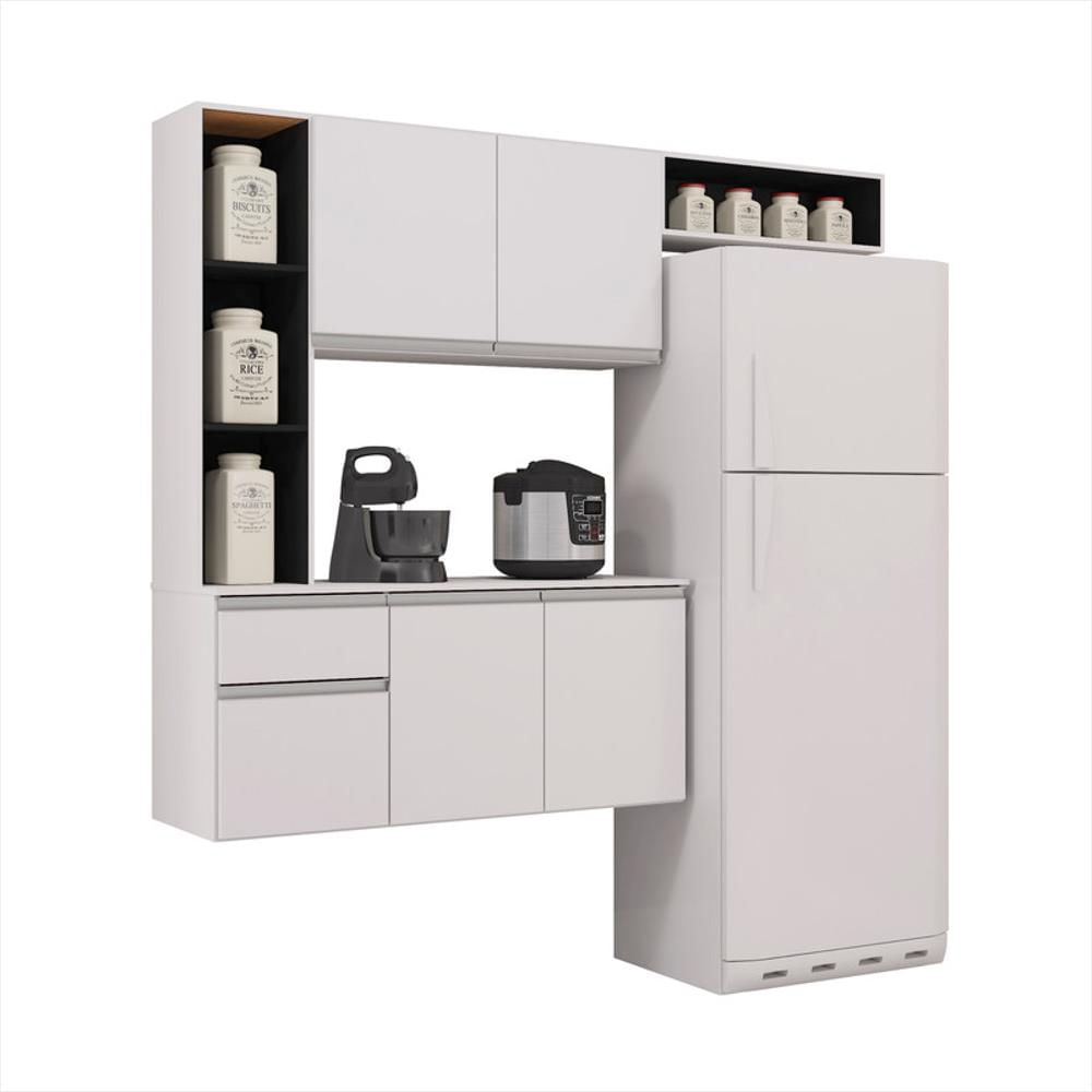 Cocina Superior 5 Puertas Compacto Miel Negro Blanco