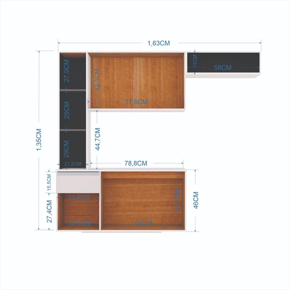 Cocina Superior 5 Puertas Compacto Miel Negro Blanco img #3