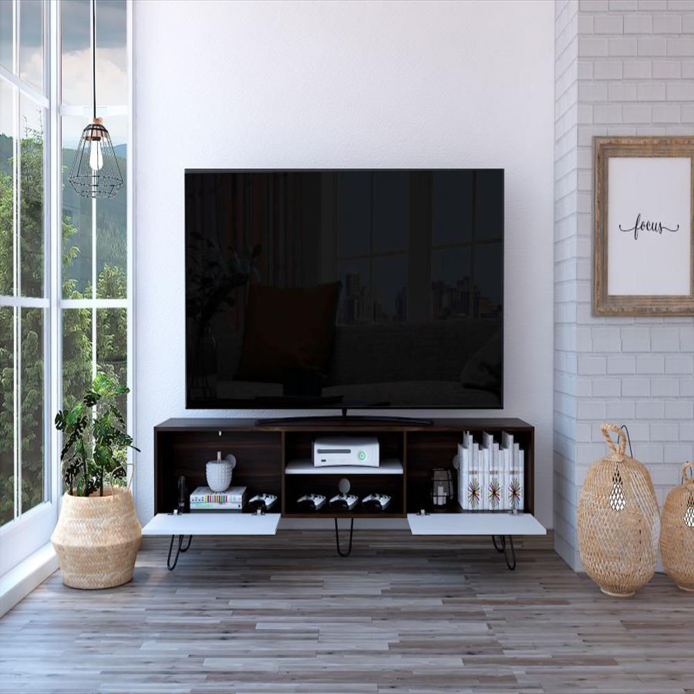 Mesa Para Tv Lara, Caoba Y Blanco, Para Televisor De 70 Pulgadas img #4