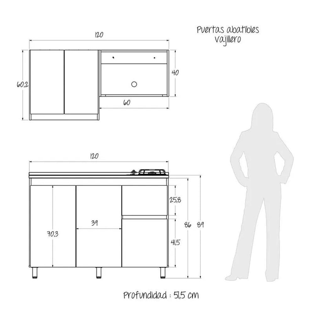 Cocina Integral Izquierda Vilna 120Cm img #5