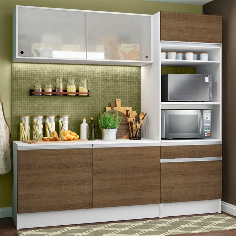 Cocina Integral Topazio Pop 1.80M Con Encimera Blanco/Marron