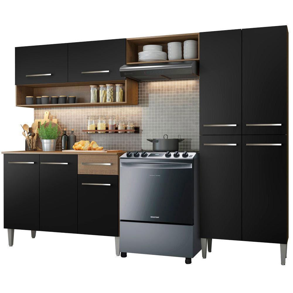 Cocina Integral Emilly Pop 2.30 Metros Marrón/Negro