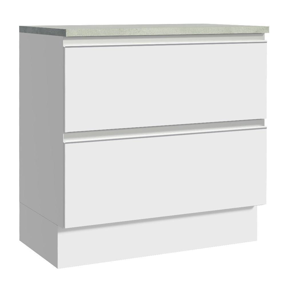 Mueble De Cocina Bajo Glamy 80 Cm 2 Cajones Blanco