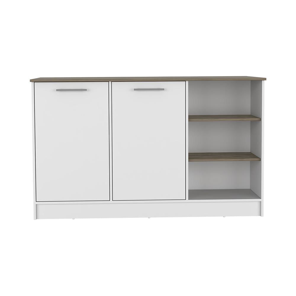 Mueble Isla De Cocina Con Tres Entrepaños Y Dos Puertas