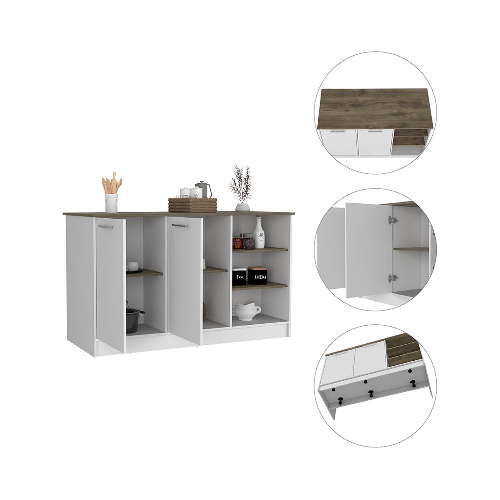 Mueble Isla De Cocina Con Tres Entrepaños Y Dos Puertas img #2