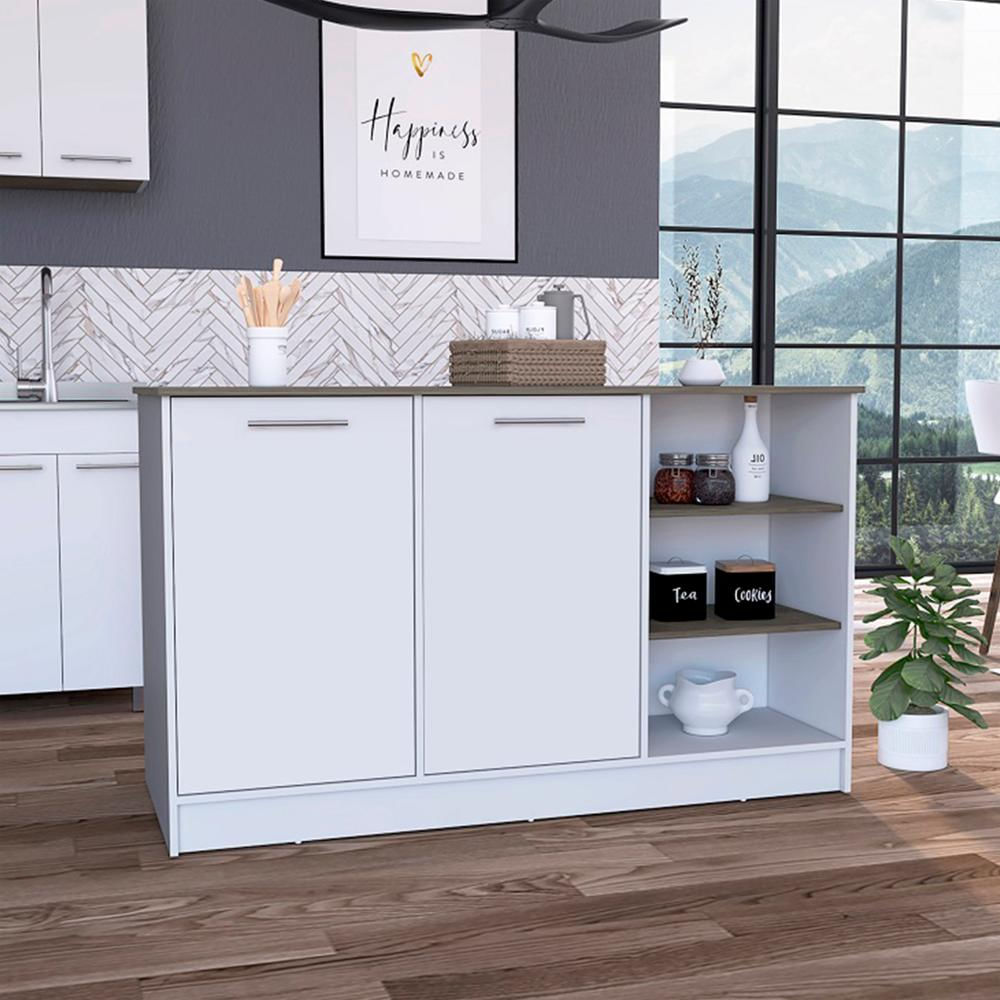 Mueble Isla De Cocina Con Tres Entrepaños Y Dos Puertas img #3