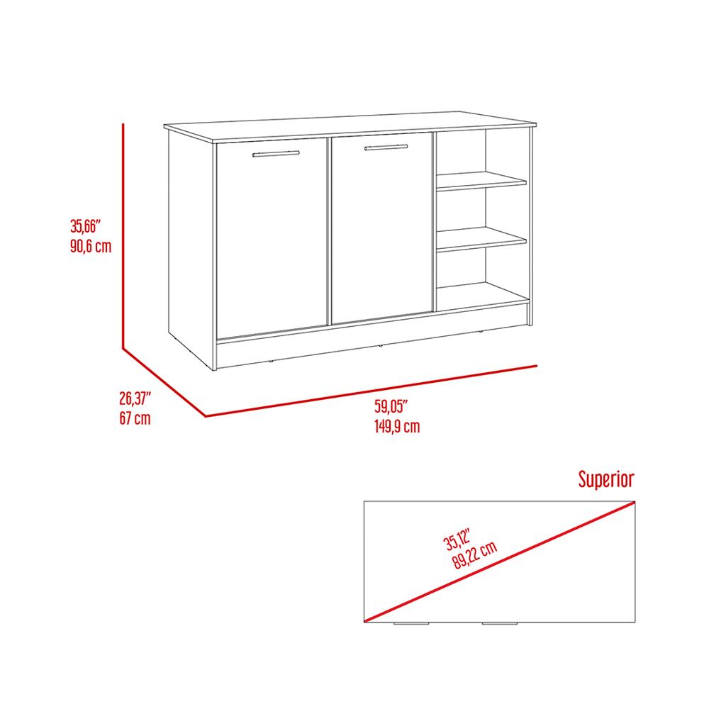 Mueble Isla De Cocina Con Tres Entrepaños Y Dos Puertas img #4