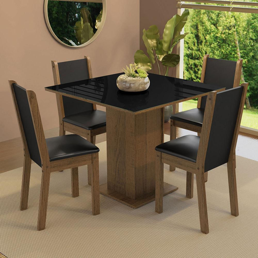 Juego De Comedor Tifani Con 4 Sillas Marrón/Negro