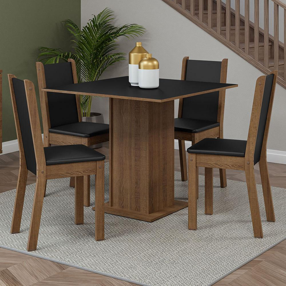 Juego De Comedor Briana Con 4 Sillas Marrón/Negro