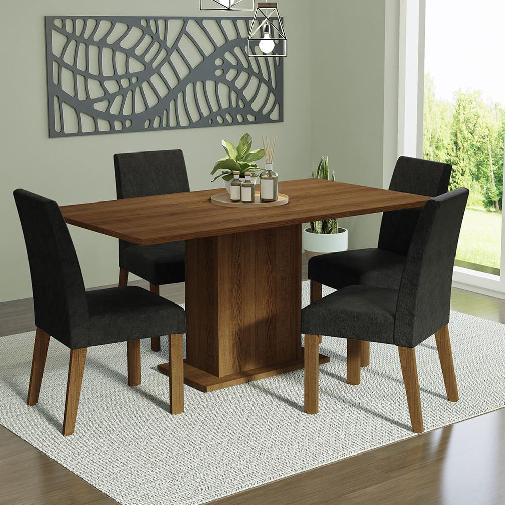 Juego De Comedor Keila Con 4 Sillas Marrón/Oxford