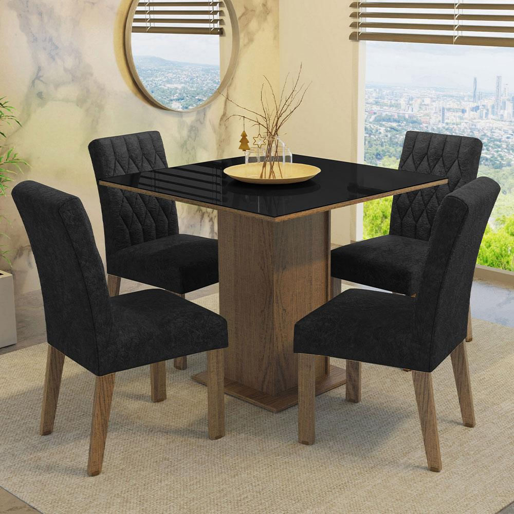 Juego De Comedor Anaju Con 4 Sillas Marrón/Negro/Oxford