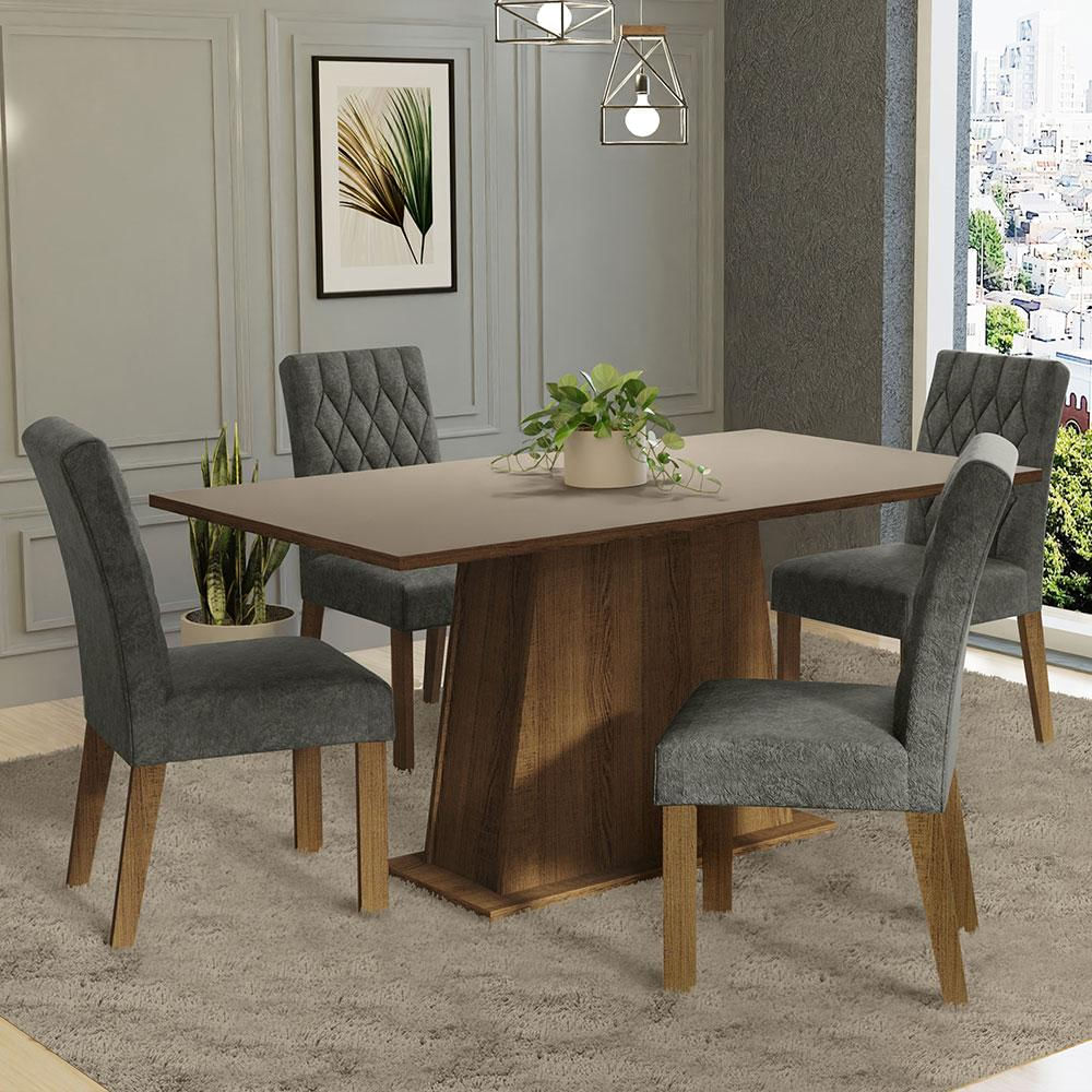 Juego De Comedor Ashley Con 4 Sillas Marrón/Crema/Plata