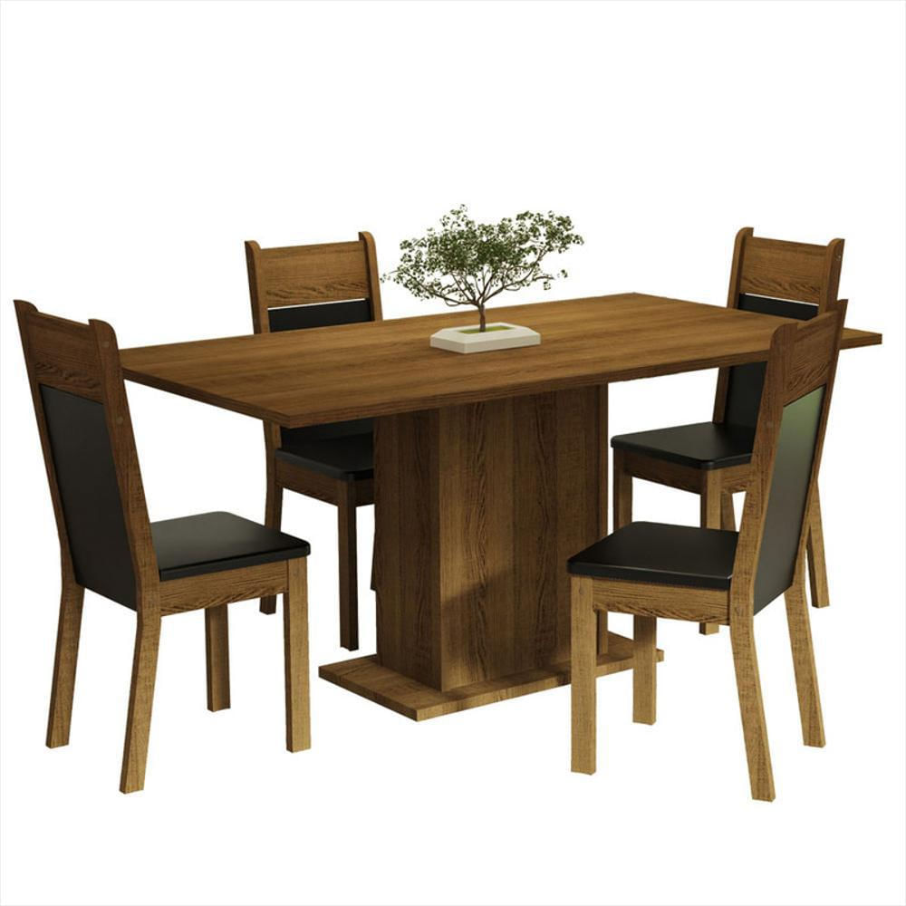 Juego De Comedor Elisa Con 4 Sillas Marron/Negro