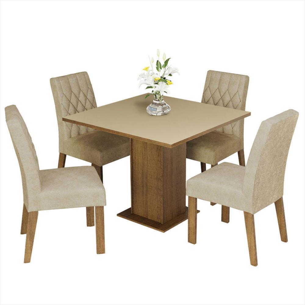 Juego De Comedor Livia Con 4 Sillas Marron/Crema/Imperial