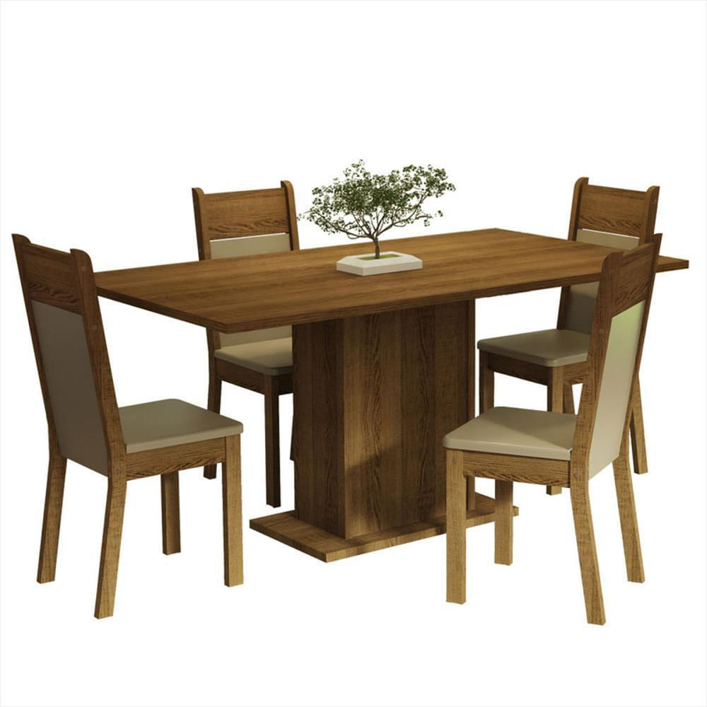 Juego De Comedor Elisa Con 4 Sillas Marron/Crema/Beige
