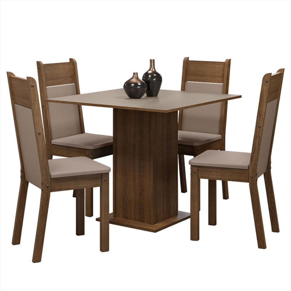 Juego De Comedor Claire Con 4 Sillas Marron/Crema/Beige