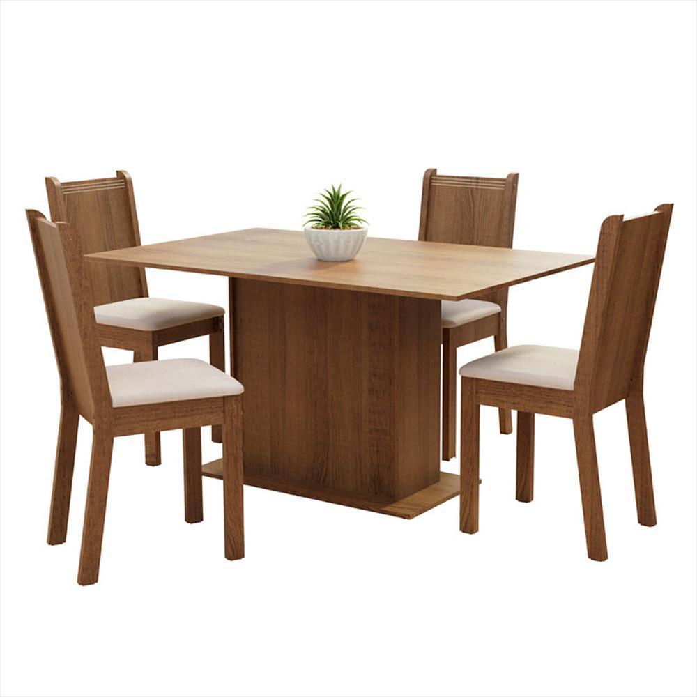 Juego De Comedor Luana Con 4 Sillas Marron/Beige