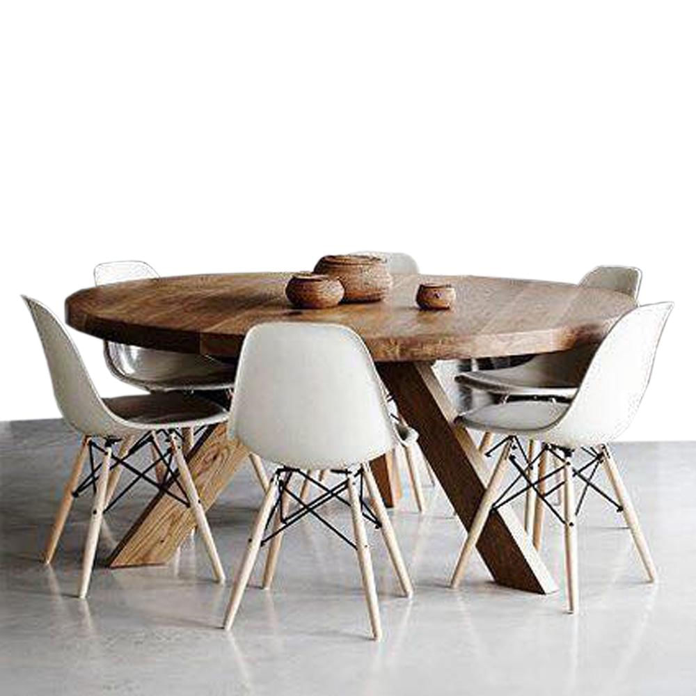 Mesa Comedor Redondo En Roble Natural Diametro 100Cm 22Grados Decoracion