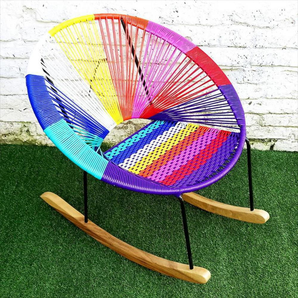 Silla Pavo Real Mecedora Multicolor
