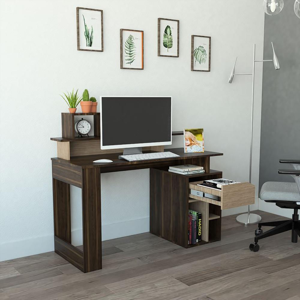 Escritorio Taira, Caoba Y Miel, Con Un Cajón Y Espacio Para Artículos De Estudio img #4