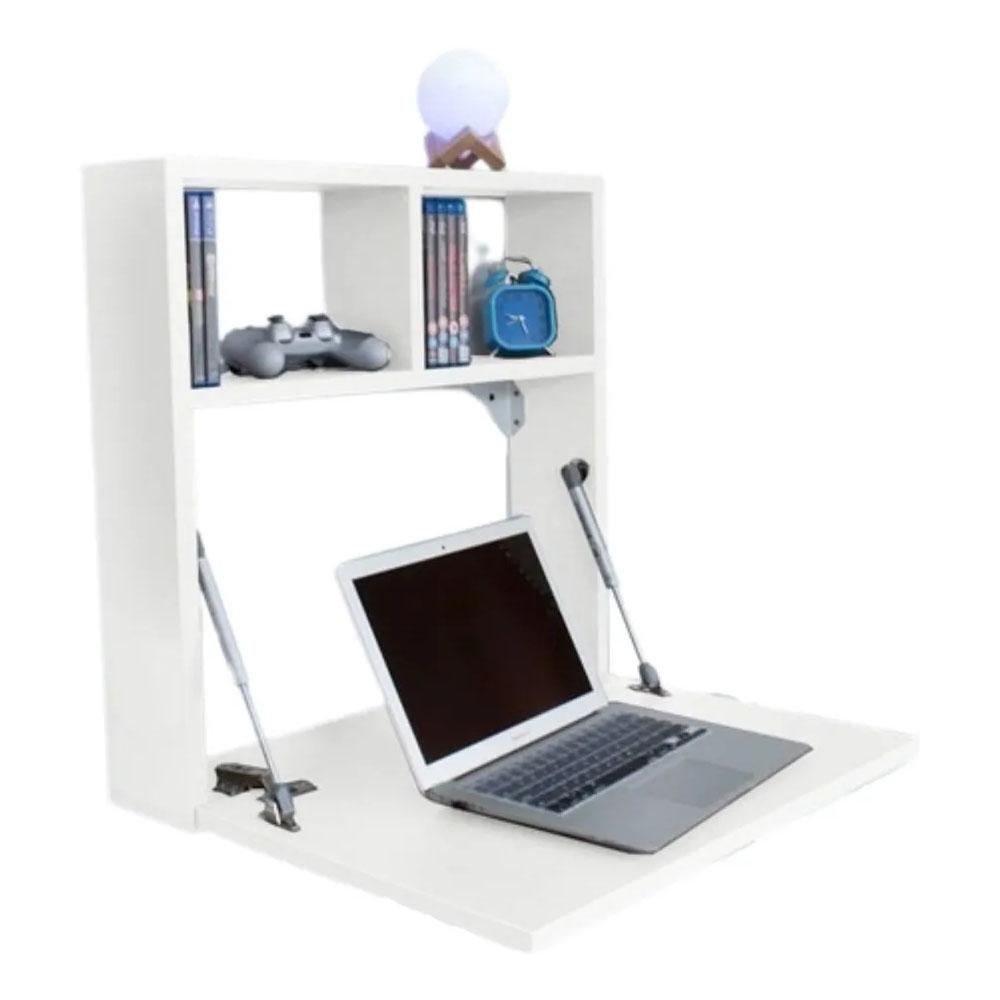 Escritorio Flotante Plegable De Pared Con Pasacables Color Blanco img #1