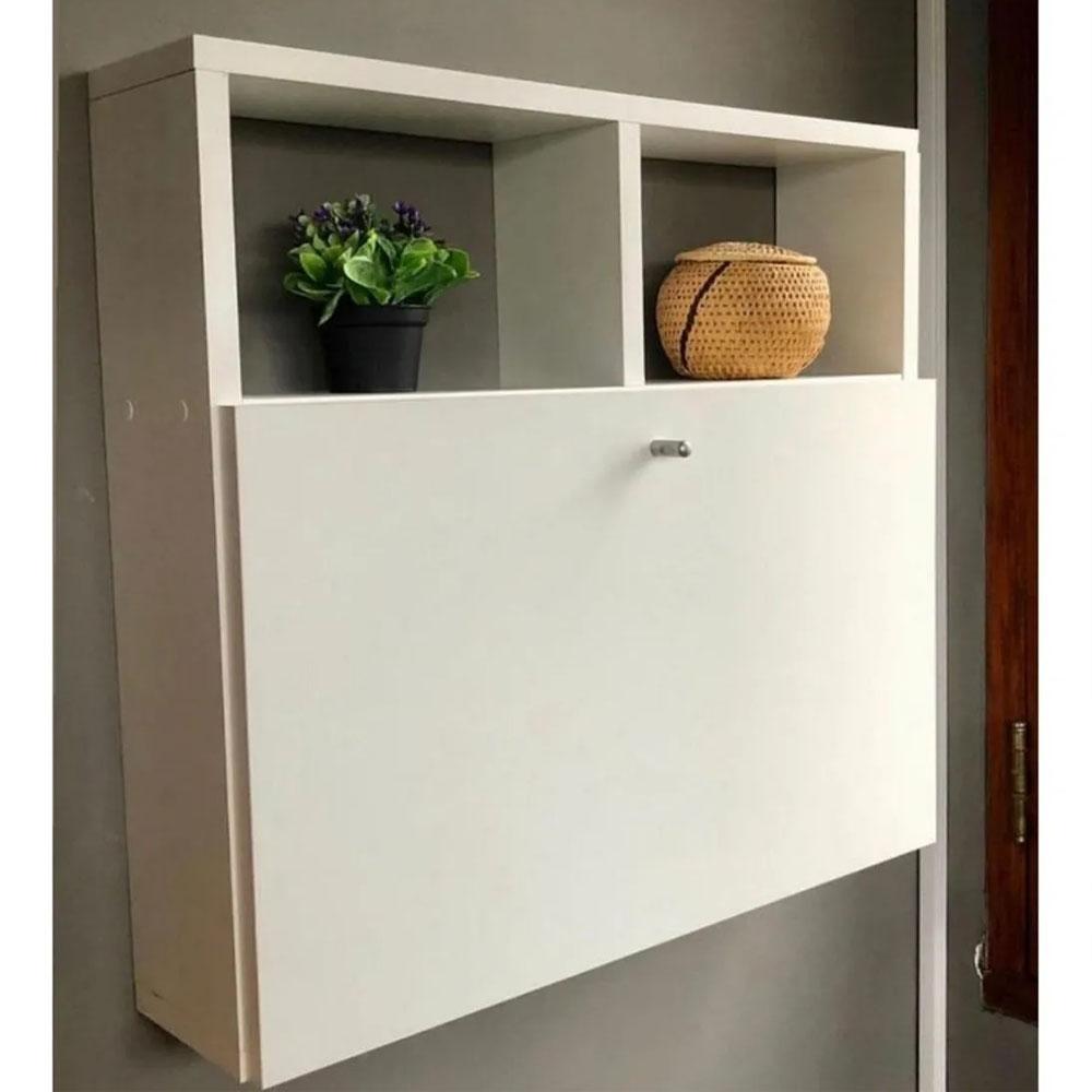 Escritorio Flotante Plegable De Pared Con Pasacables Color Blanco img #3