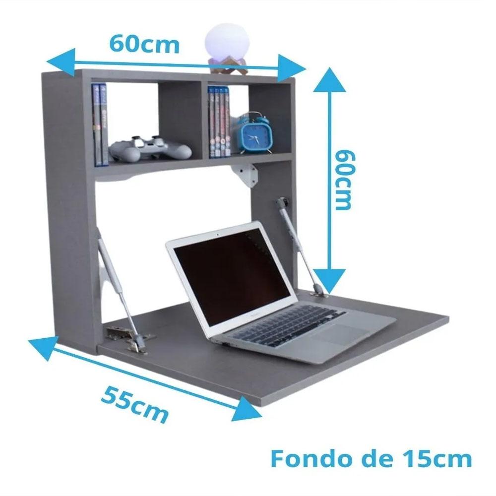 Escritorio Flotante Plegable De Pared Con Pasacables Color Blanco img #5