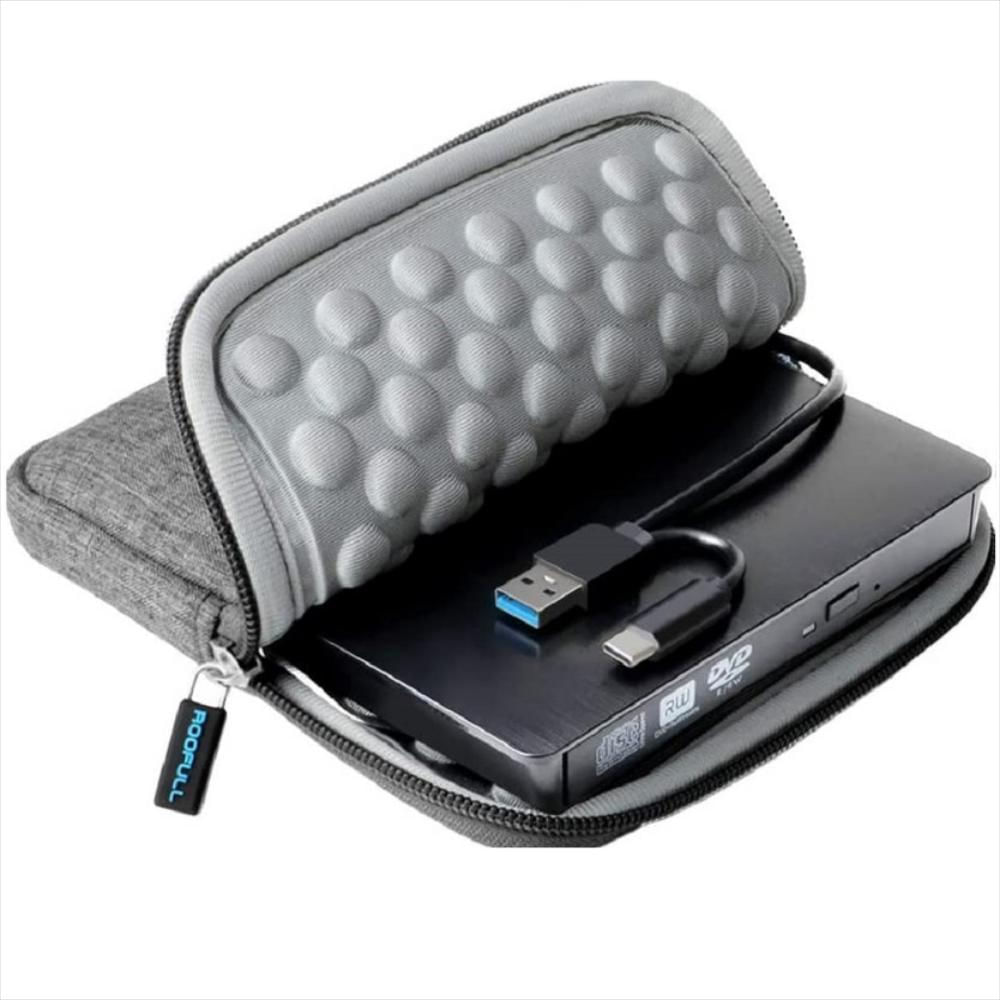 Unidad CD DVD Externa Puertos USB 3.0 USB-C Estuche Gris