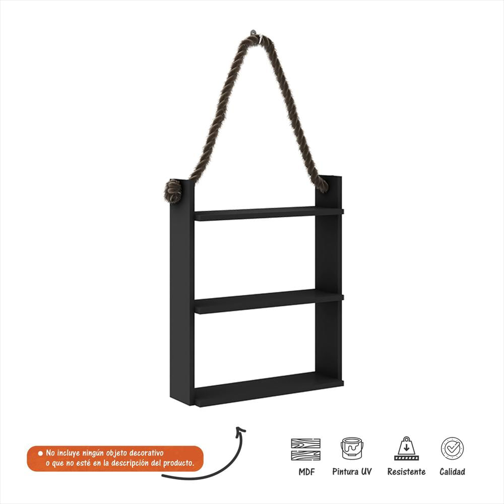 Repisa Colgante Con 3 Estantes Negro img #1