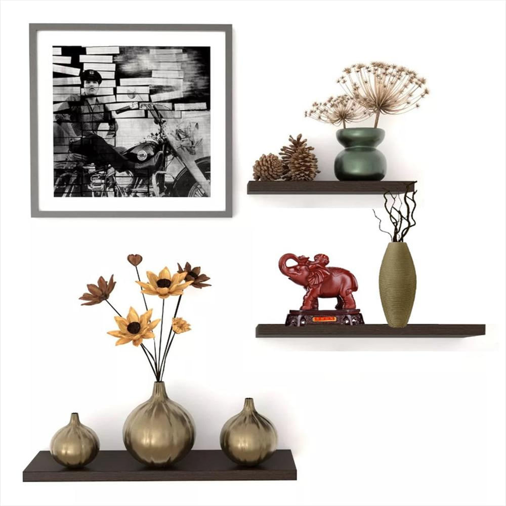 Combo De 3 Repisas Flotantes De Madera Color Wengue Modernas Gveinticuatro