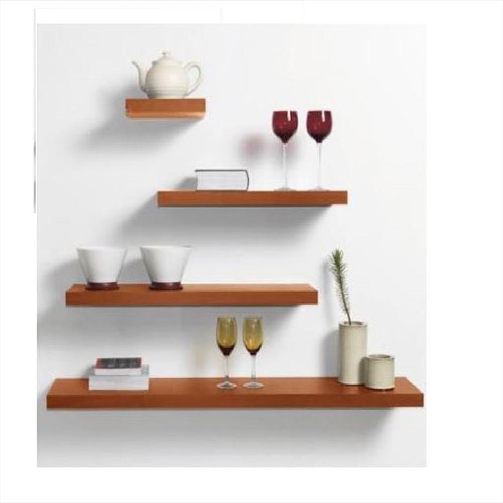 Combo De 4 Repisas Flotantes De Madera Color Cedro Modernas Gveinticuatro