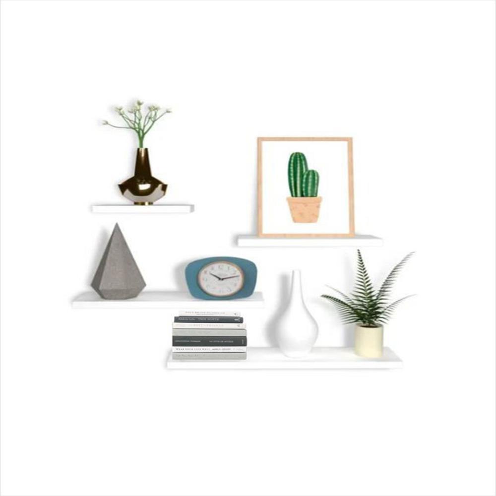 Combo De 4 Repisas Flotantes De Madera Color Blanco Modernas Gveinticuatro