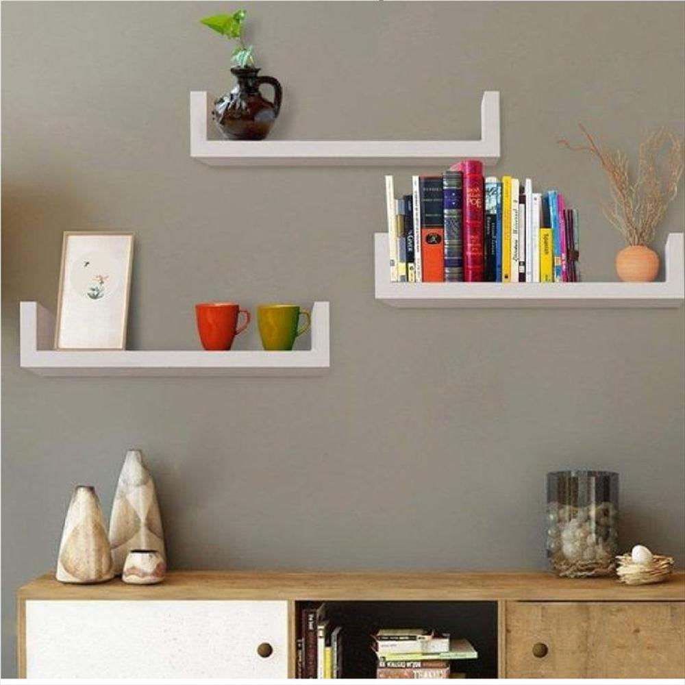 Combo De 3 Repisas Flotantes De Madera Color Blanco Modernas Gveinticuatro