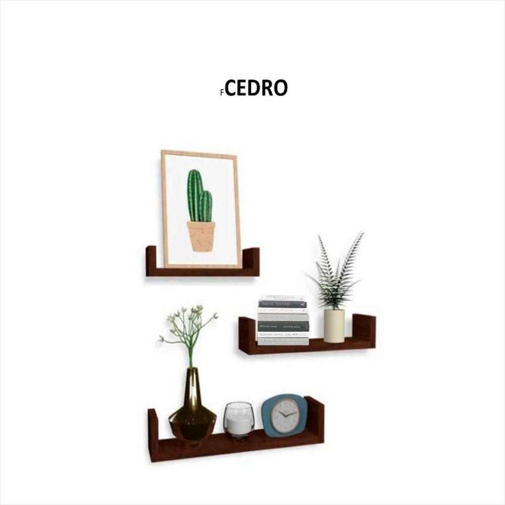 Combo De 3 Repisas Flotantes De Madera Color Cedro Modernas Gveinticuatro