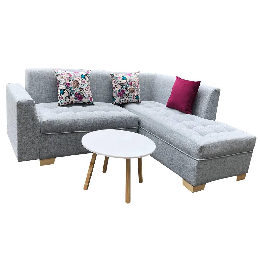 Combo Sofa, Mesa Y Cojines Osaki Gris 190 Cm + Obsequio: Cojines