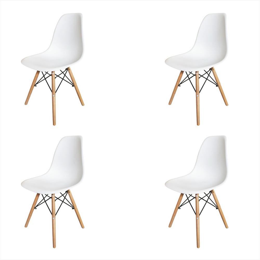 Set X 4 Sillas Eames Moderna Retro De Madera Elegante Polipropileno Blanca