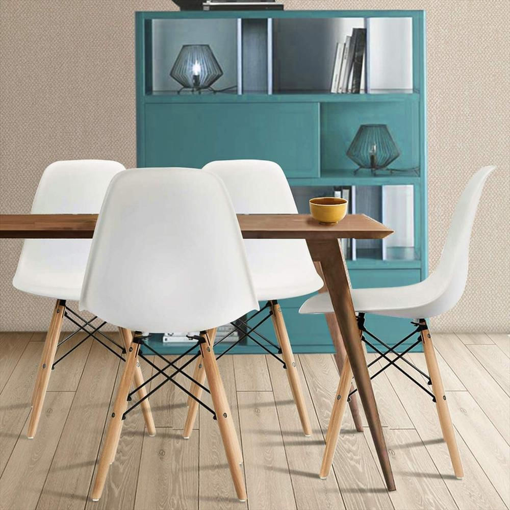 Set X 4 Sillas Eames Moderna Retro De Madera Elegante Polipropileno Blanca img #5