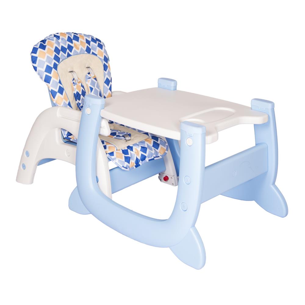 Silla Comedor 2 En 1 Evezo 6251 Azul Rombos img #3