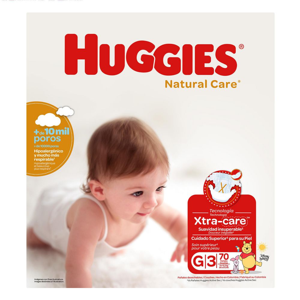 Pañales HUGGIES natural care etapa 3  G (70  und) img #2