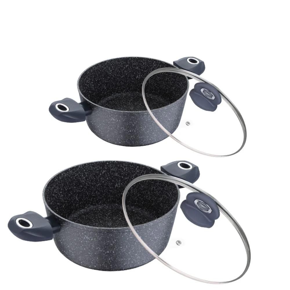 Sets de ollas BERGNER Aluminio forjado Tapa en vidrio Orion Antiadherente 2 piezas  Gris img #1