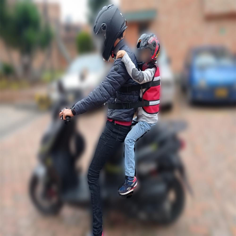 Chaleco Arnes Cinturon Negro Baby Doble Correa De Seguridad Al Conductor Para Ninos En Moto Bicicleta Electrica Y Simila img #3