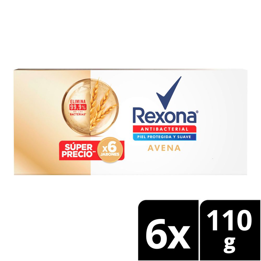 Jabón de tocador REXONA antibacterial avena (660  gr)