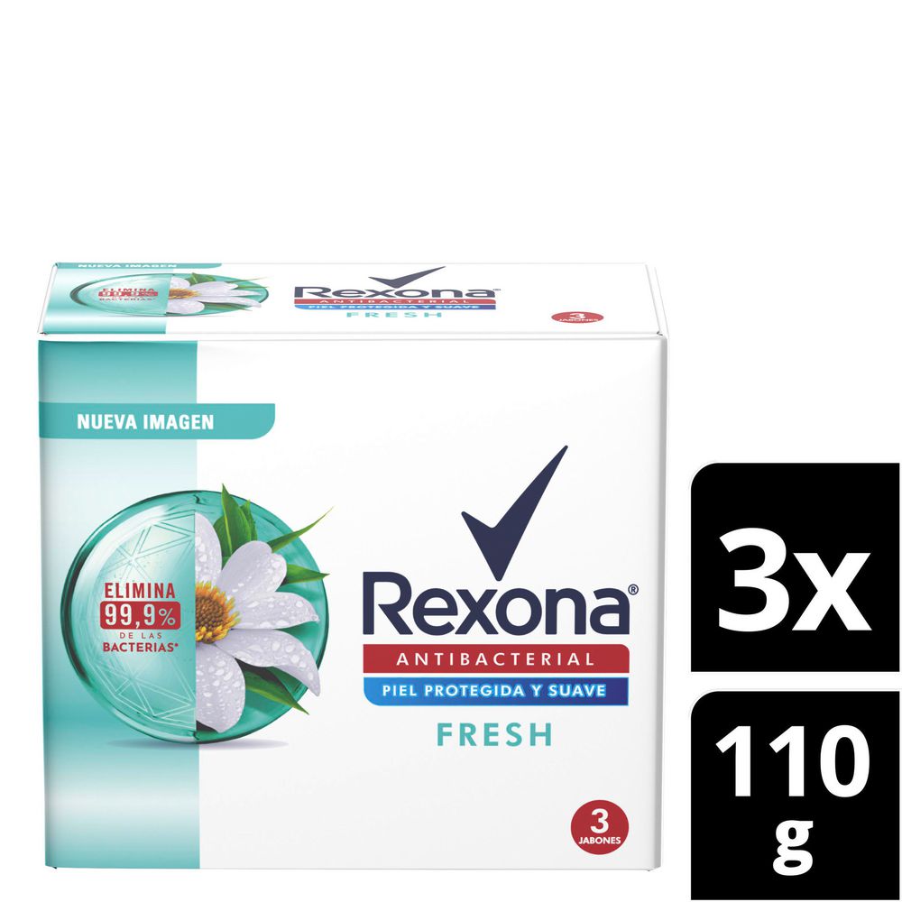 Jabón de tocador REXONA antibacterial fresh (330  gr)