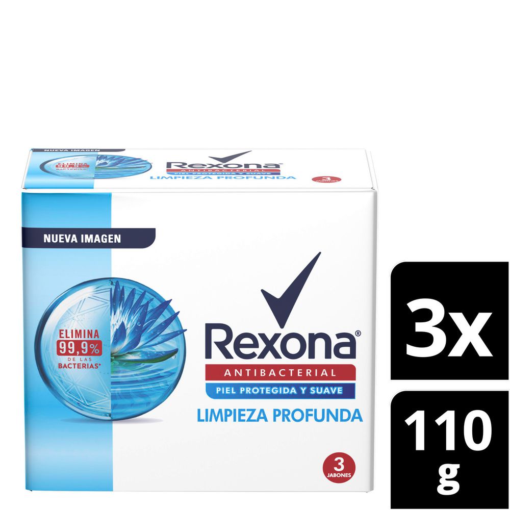 Jabón de tocador REXONA antibacterial limpieza profunda (330  gr)