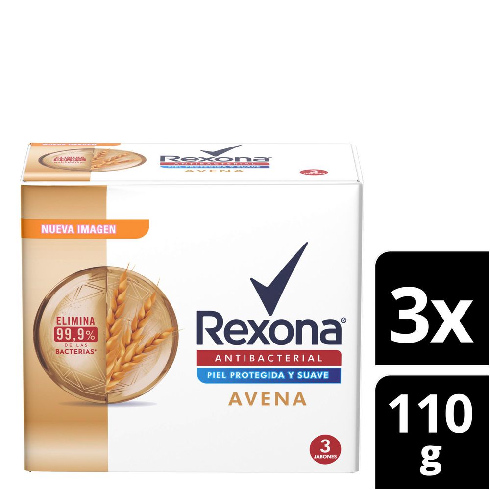 Jabón de tocador REXONA antibacterial avena (330  gr)