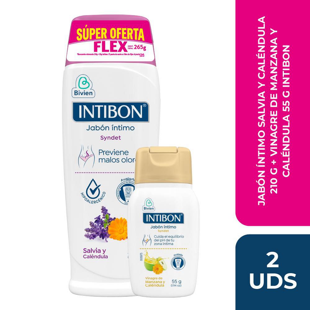 Jabón íntimo INTIBON  + jabón manzana y caléndula (2  UNIDAD)