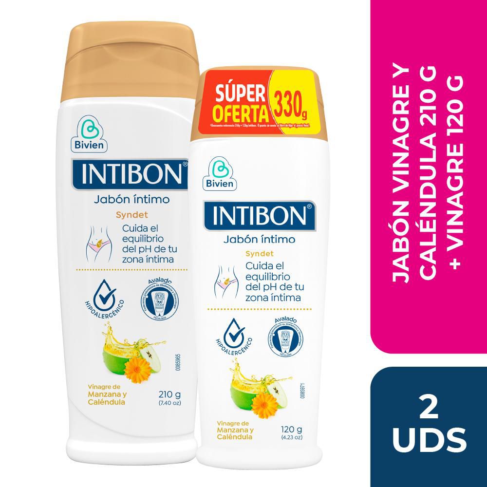 Jabón íntimo INTIBON vinagre de manzana y caléndula (330  gr)