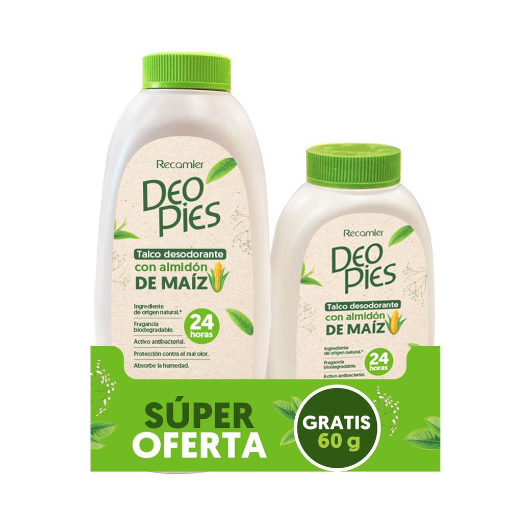 Talco para pies DEO PIES con almidón de maíz (180  gr)