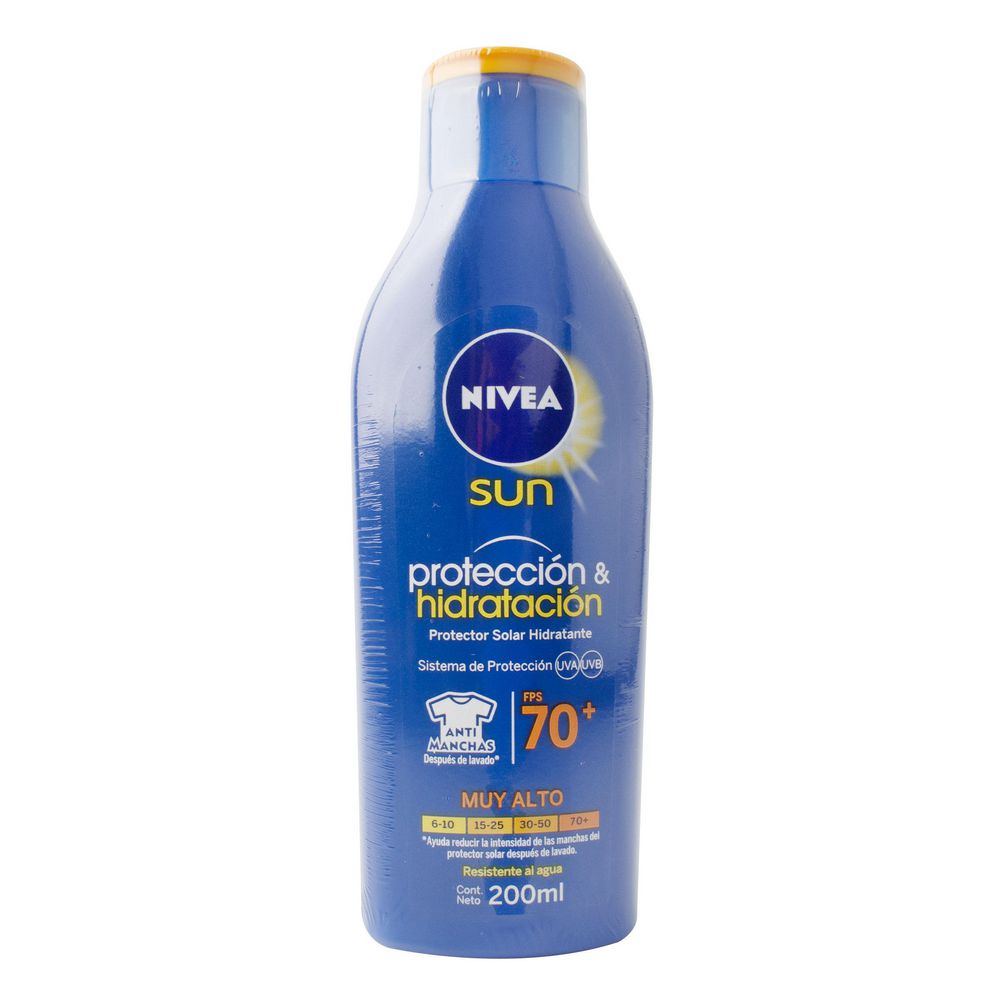 Protector solar NIVEA protección hidratación FPS 70+ (200  ml)
